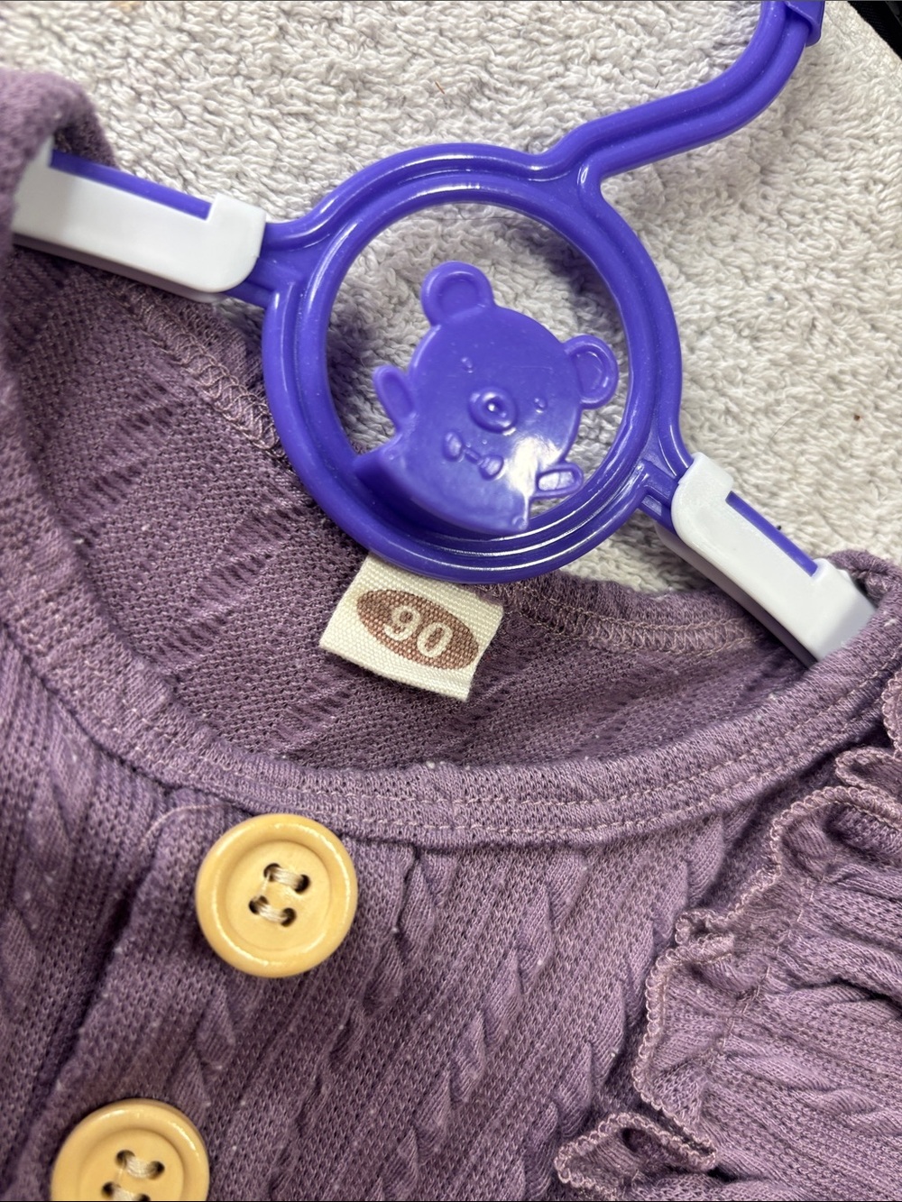 Unlisted Purple Ruffle Button Front Baby One-Piece - Picture 2 of 2